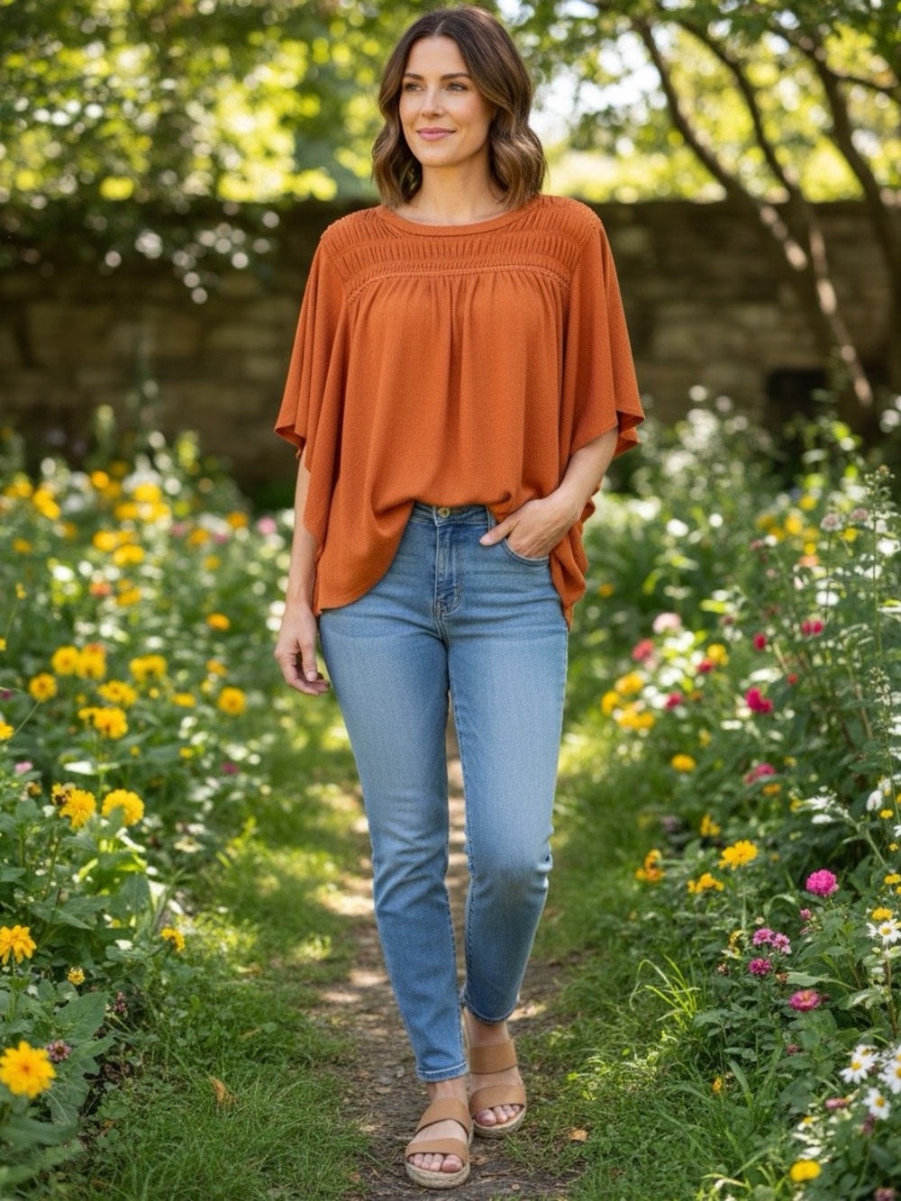 Torrid Women’s Orange Textured BOHO Tunic Top Size 1 Plus Size Crochet Detail